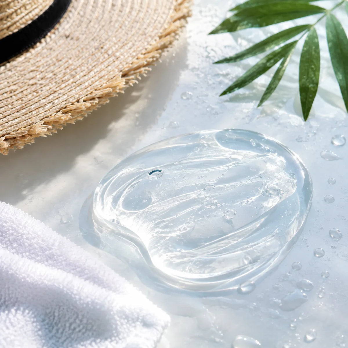 Clear gel sunscreen texture in bright daylight