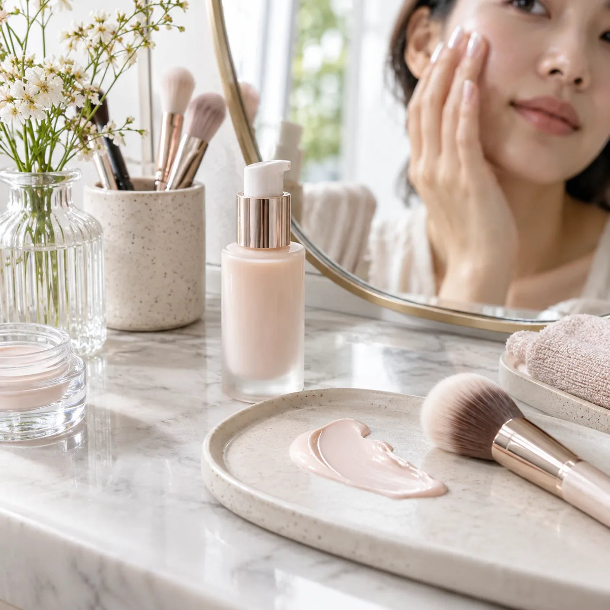 Face primer and makeup preparation editorial hero