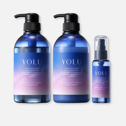 YOLU Calm Night Repair Shampoo, Treatment & Hair Oil Set (475ml Each + 80ml) - Buy Me Japan