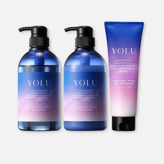 YOLU Calm Night Repair Shampoo, Treatment & Hair Mask Set (475ml Each + 145g) - Buy Me Japan