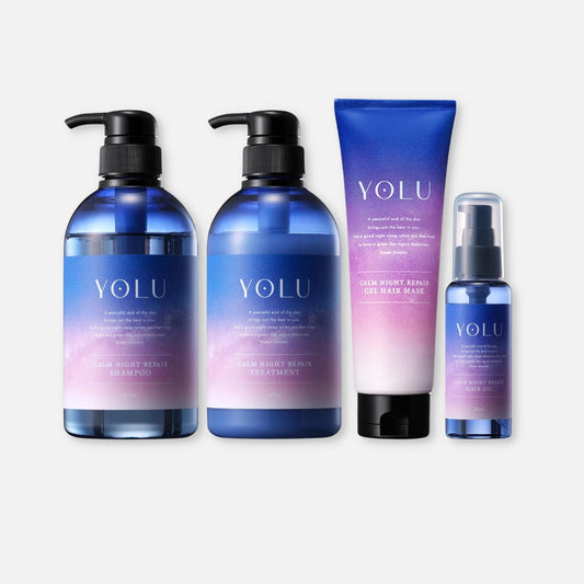 YOLU Calm Night Repair Shampoo, Treatment, Hair Mask & Hair Oil Set (475ml Each + 145g + 80ml) - Buy Me Japan