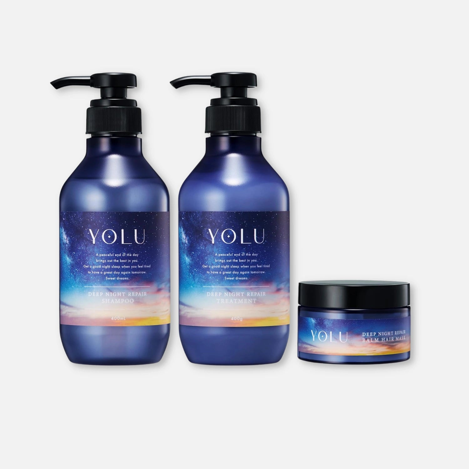 YOLU Deep Night Repair Shampoo, Treatment & Hair Mask Set (475ml Each +  145g)
