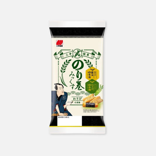 Sanko Seika "Nori Maki Wasabi" Seaweed Roll Rice Crackers 72g (4 Packs Inside) - Buy Me Japan