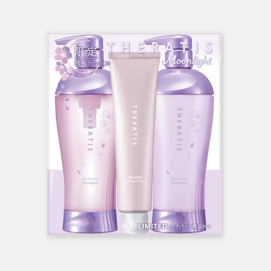 Theratis Moonlight Sleek Limited Sakura Edition Shampoo, Treatment & Hair Mask Set (435mlx2 + 130g) - Buy Me Japan