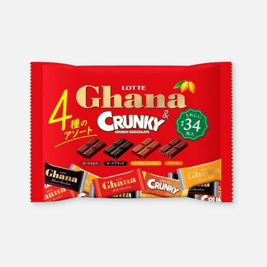 Lotte Ghana & Crunky 4 Types Assorted Chocolate Pack (34 Units) - Buy Me Japan