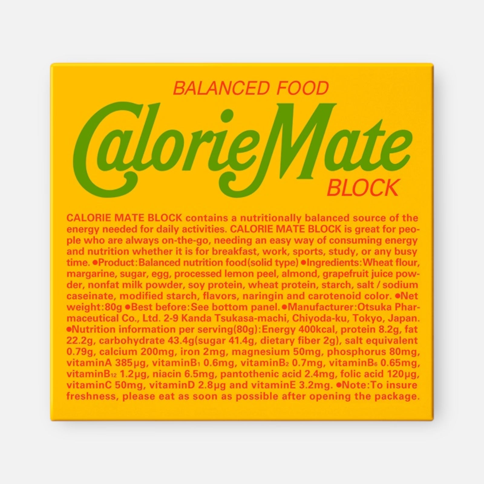 Otsuka Seika Calorie Mate Block 80g (4 bars) (Various Flavors)