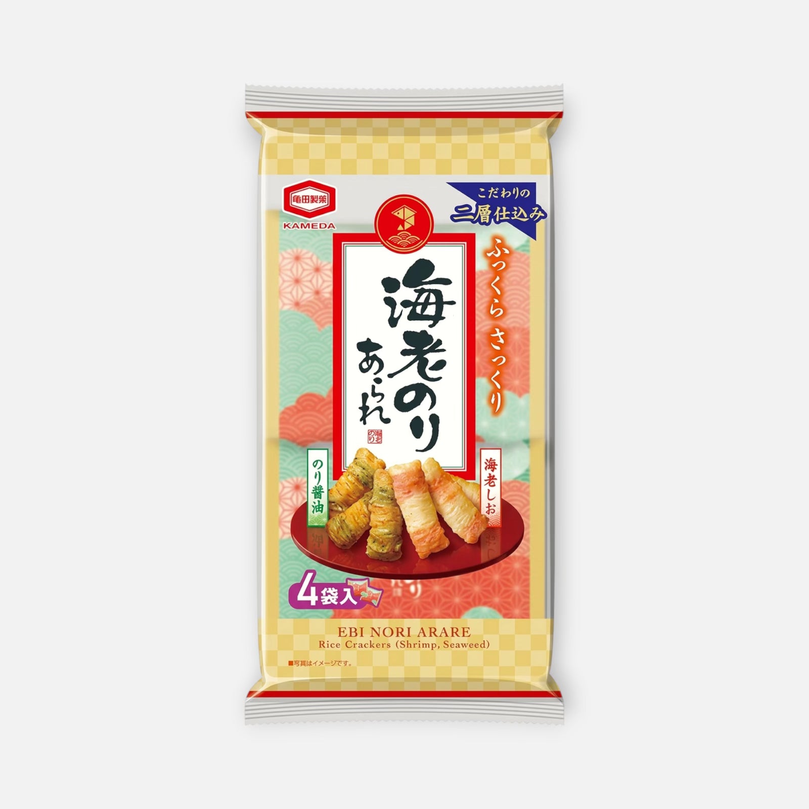 あらあらあられ Kameda Ebi Nori Arare (Shrimp/Seaweed) Rice Crackers 64g (4 packs