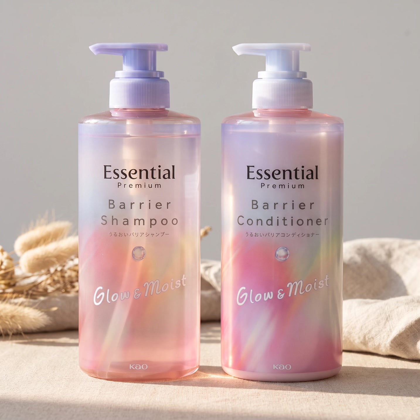 Kao Essential Premium Glow & Moist Shampoo & Conditioner Set (450ml Each)
