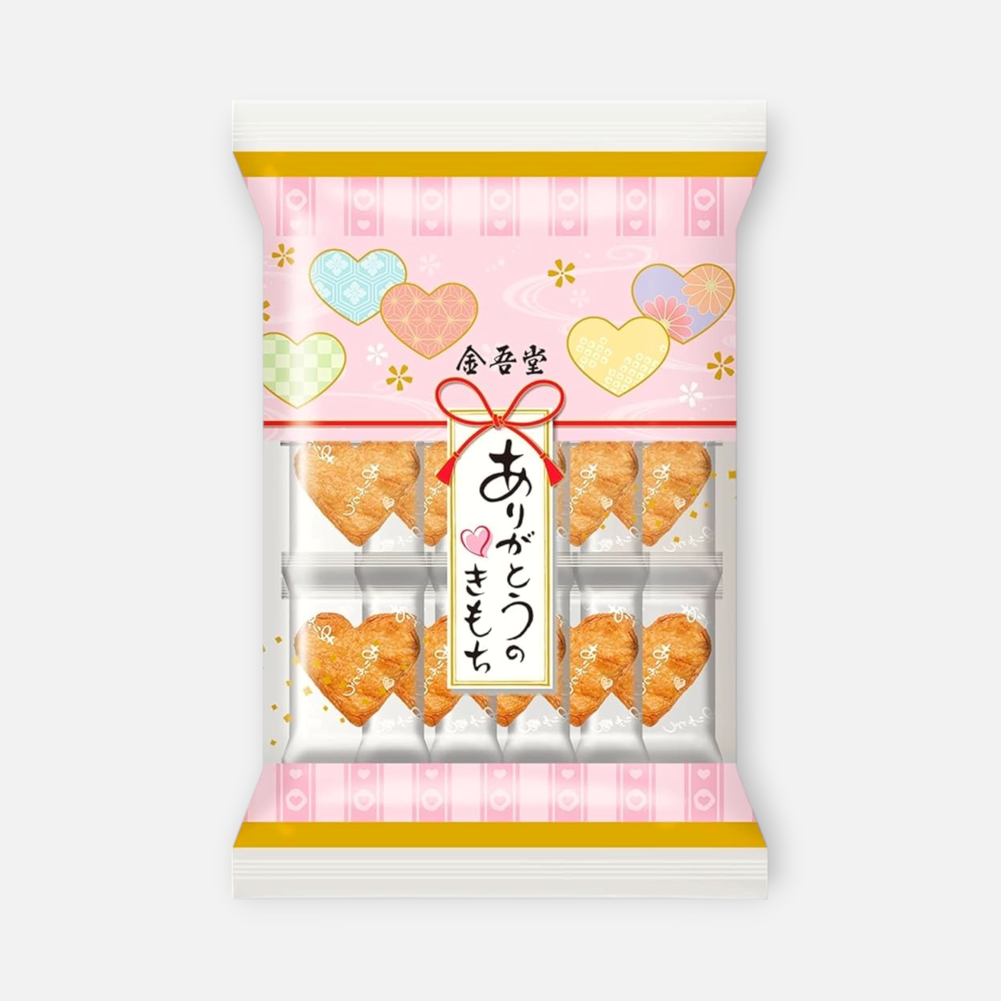 Kingodo Arigato No Kimochi Heart Shaped Rice Crackers (15 units)
