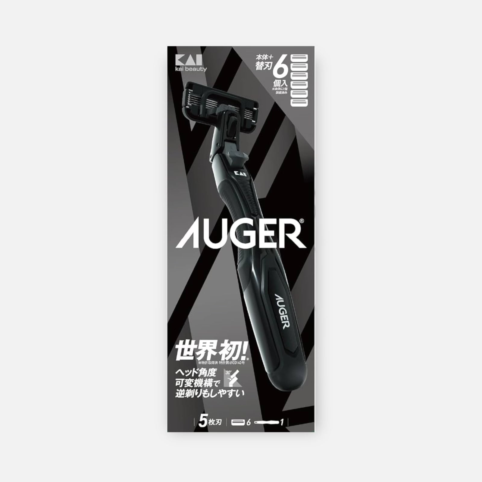 KAI Auger 5-Blade Razor Pack (Main Unit + 5 Replacement Blades)