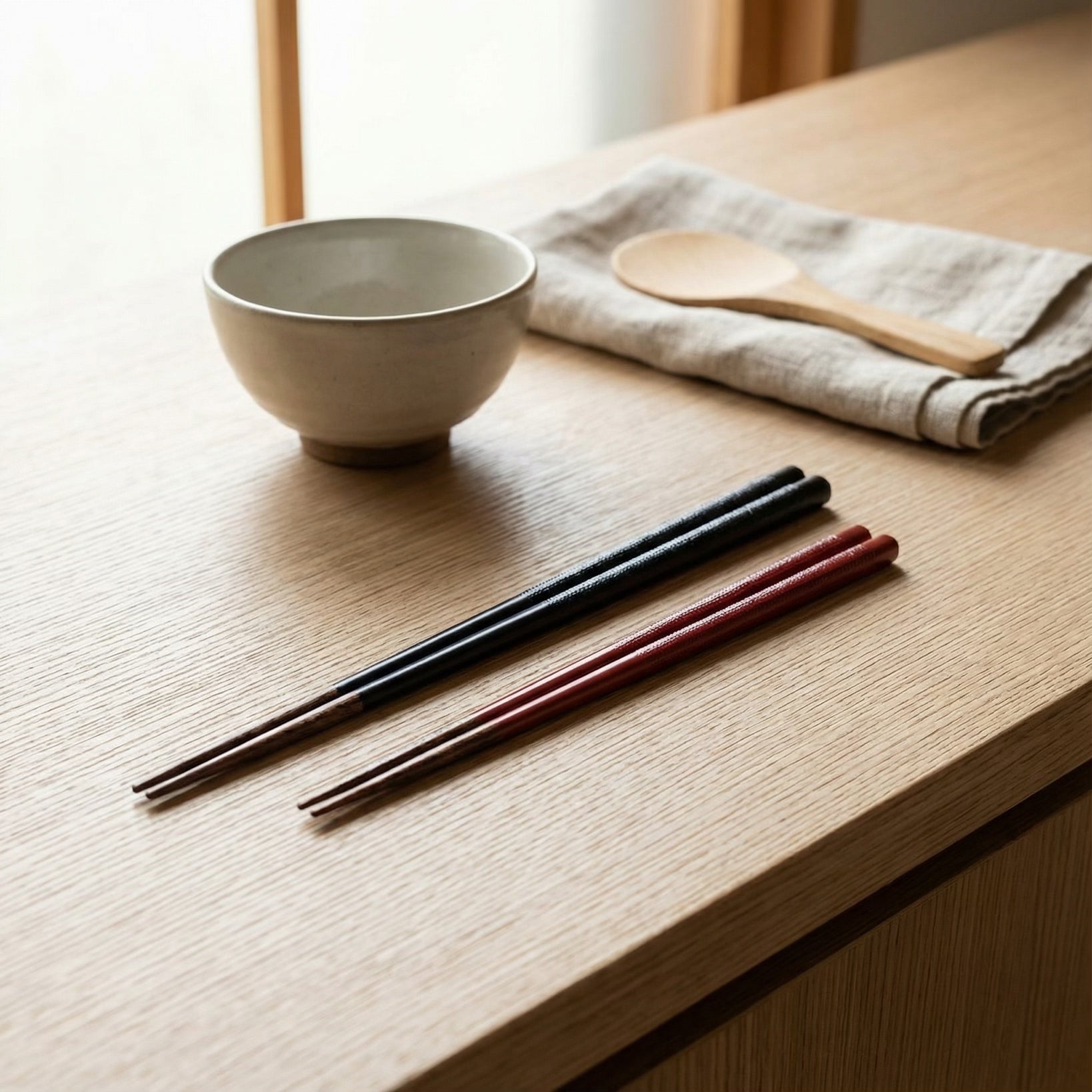 Black & Red Wooden Chopsticks (Pair Set)
