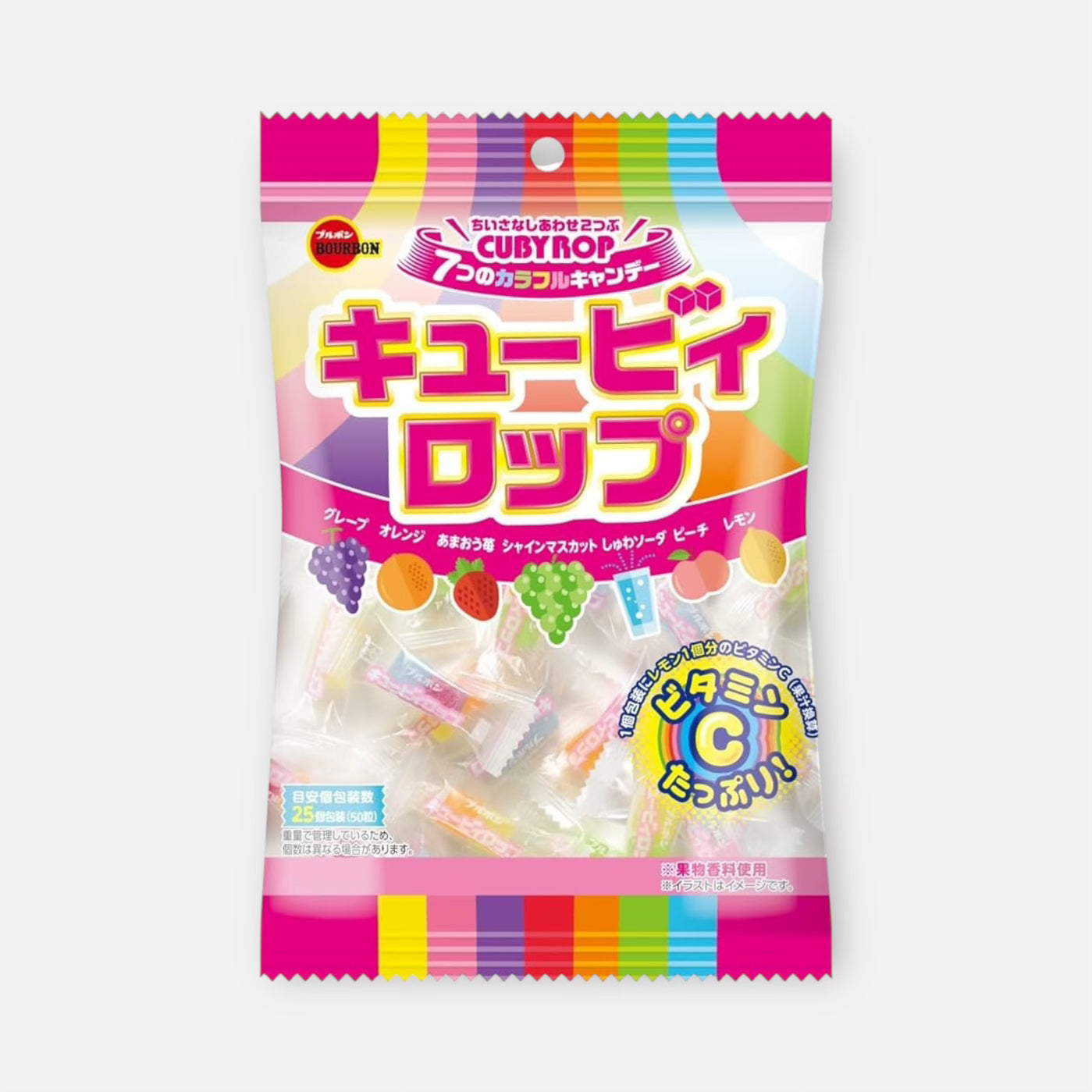 Bourbon Cuby Rop Assorted Fruit Candy 100g