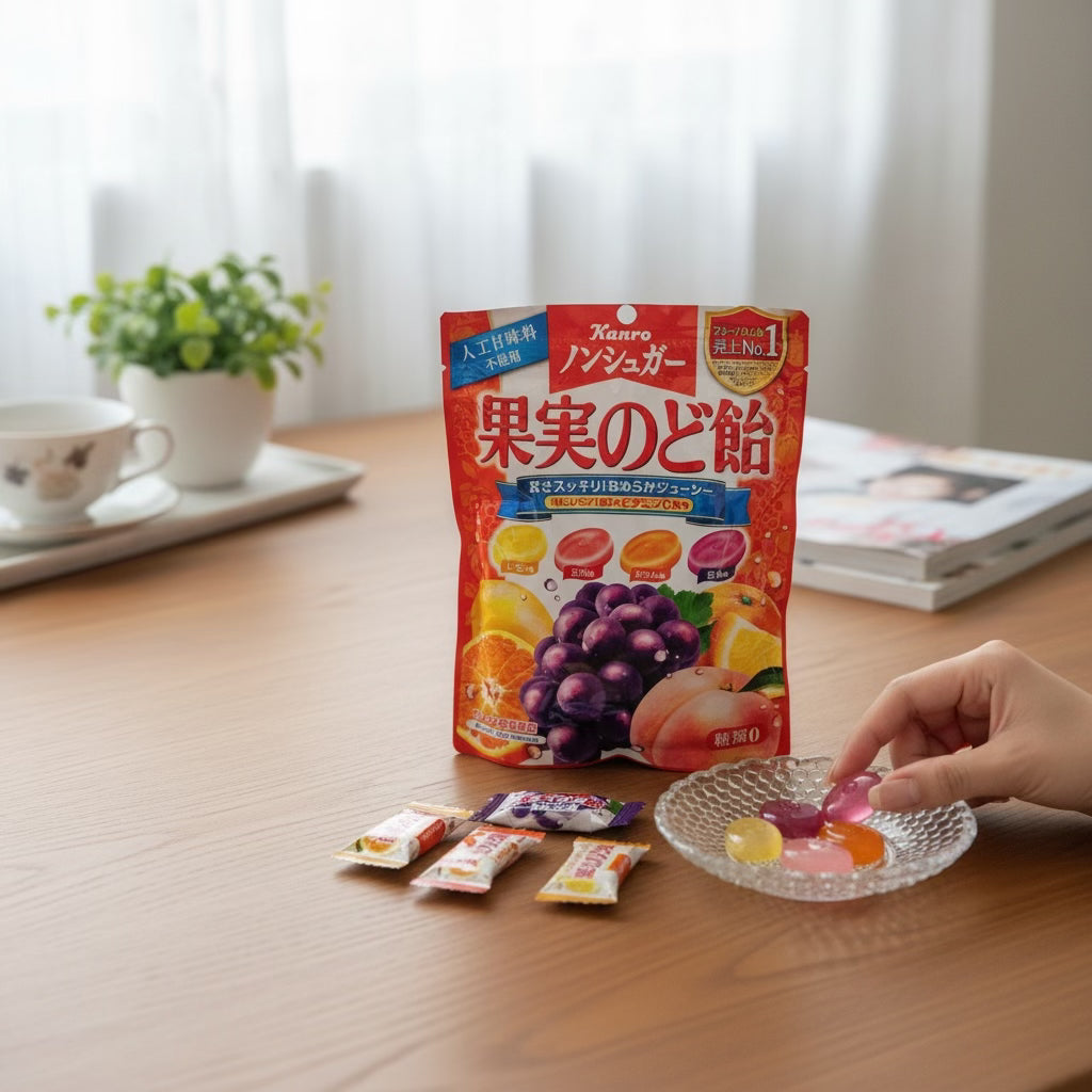 Kanro Sugar-Free Assorted Fruit Throat Candy 90g