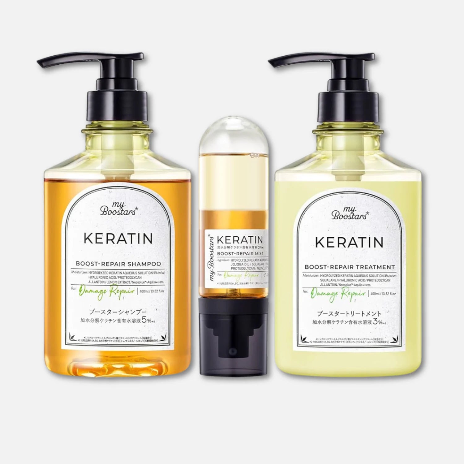 My Boostars Keratin Boost Repair Shampoo, Treatment & Mist Serum SET (400ml x2 + 90ml)