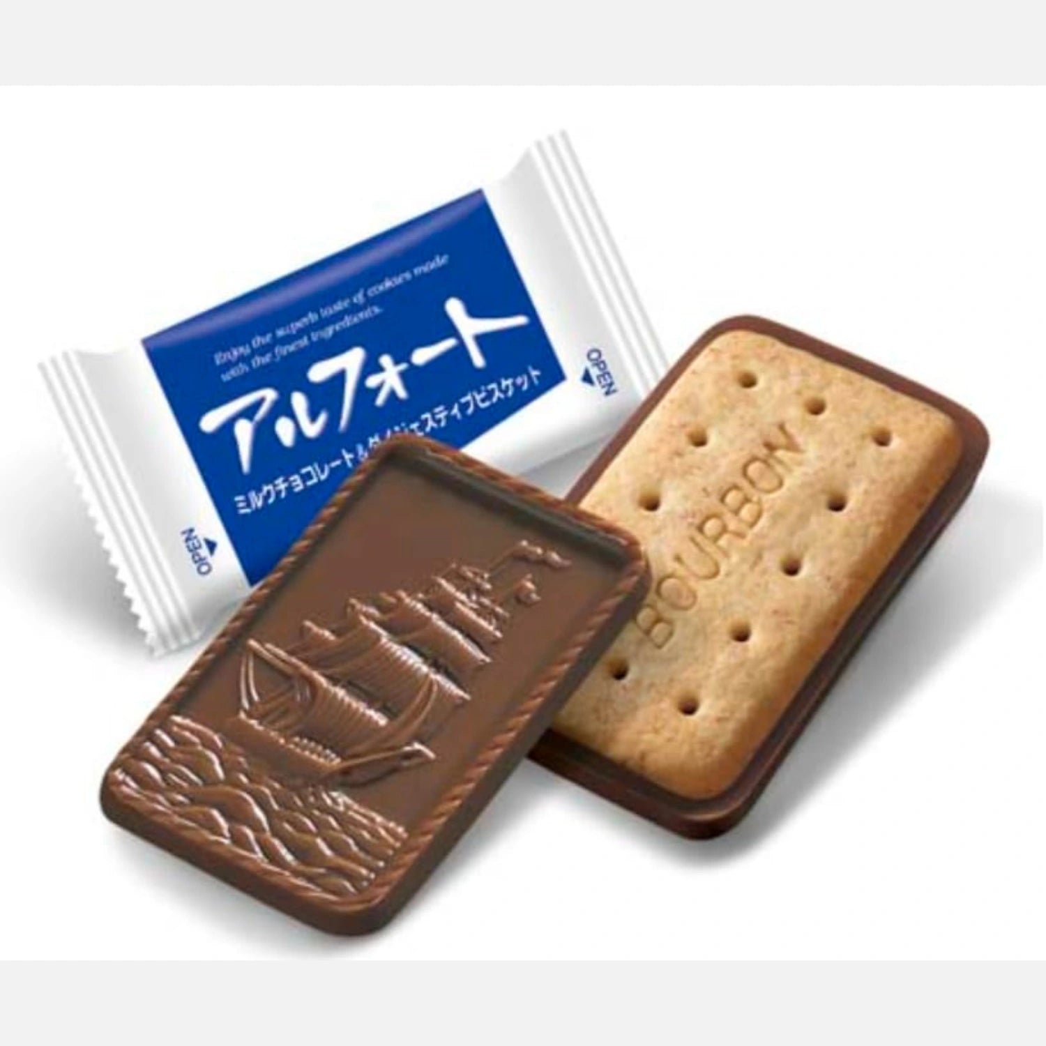 Bourbon Alfort Rich Milk Chocolate & Cookies 178g - Buy Me Japan