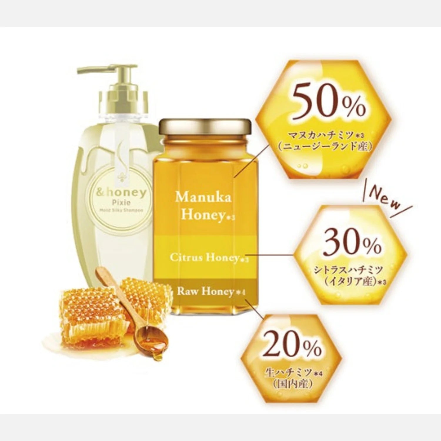 & Honey Pixie Moist Silky Shampoo, Treatment & Hair Oil Set 440ml Each + 100ml - Buy Me Japan