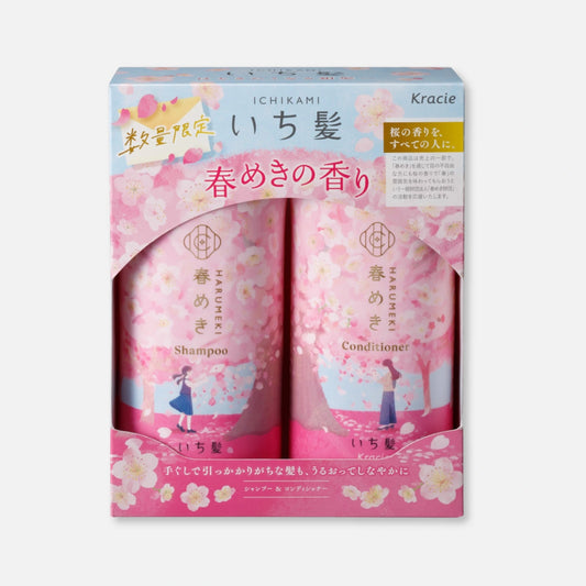 Ichikami Harumeki Sakura Limited Edition Shampoo & Conditioner Set (480ml Each) - Buy Me Japan