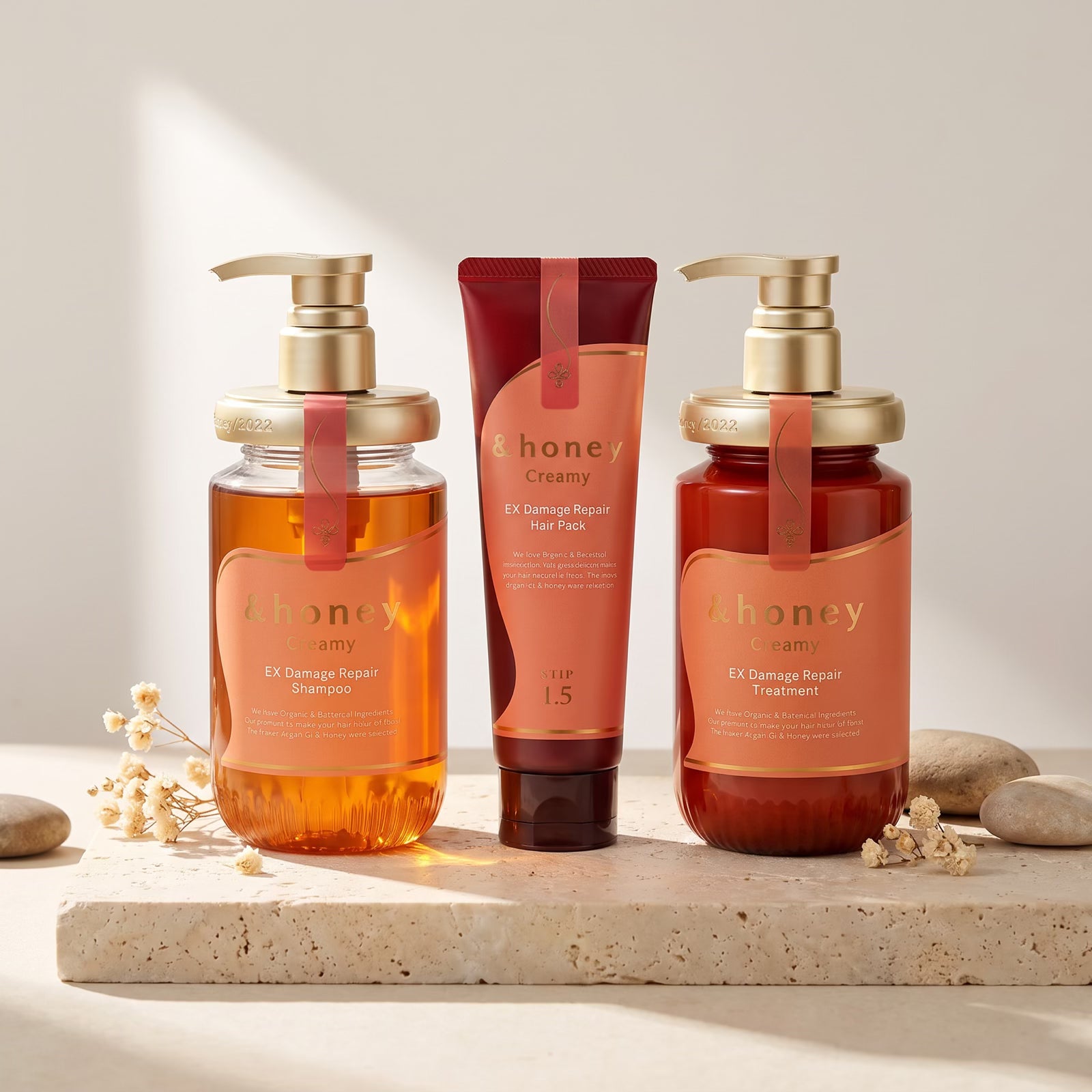 & Honey Creamy EX Damage Repair Shampoo 450ml, Treatment 450g & Mask 130g Set — GIFT DEFAULT