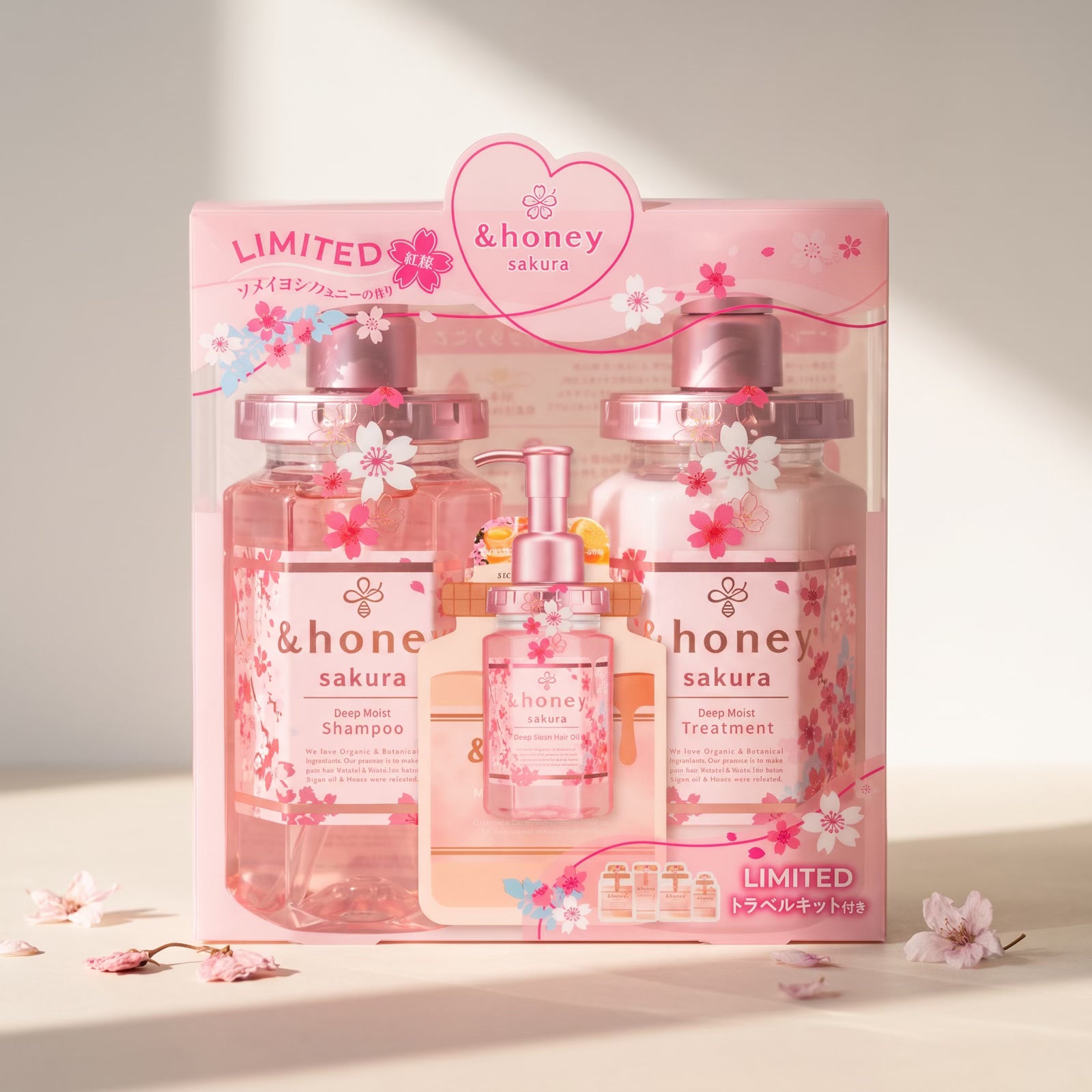 & Honey Sakura Limited Edition Shampoo 440ml, Treatment 445g & Hair Oil 100ml Set — GIFT DEFAULT