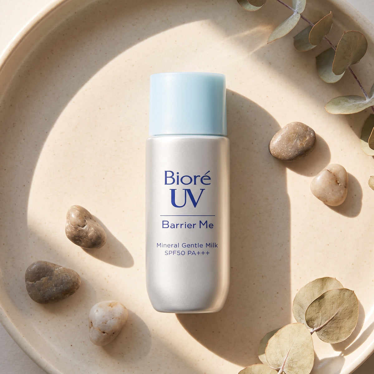 Biore UV Barrier Me Mineral Gentle Milk SPF 50+ PA++++ 50ml — GIFT TOP ANGLE