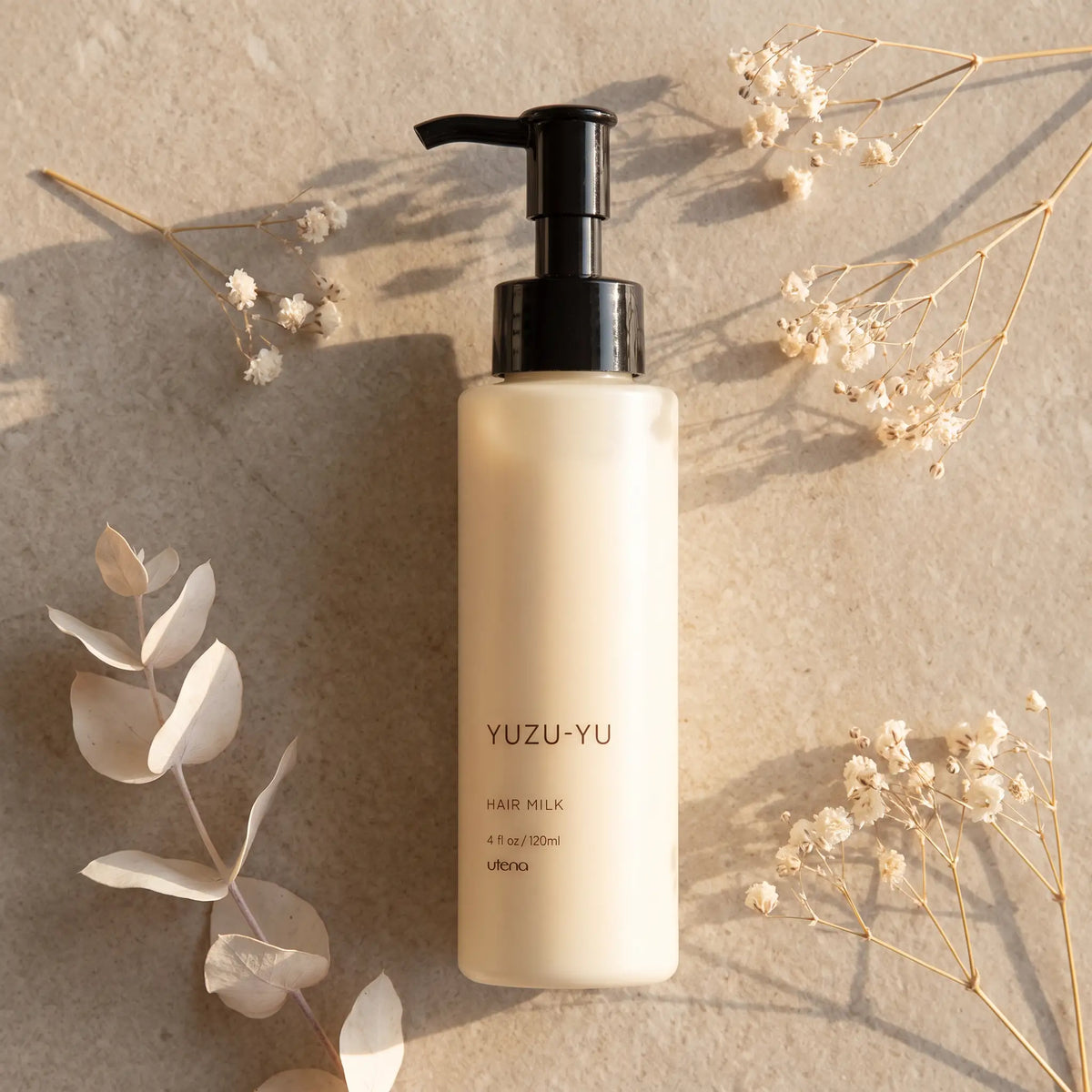 Utena Yuzu-Yu Hair Milk 120mL – overhead styled view