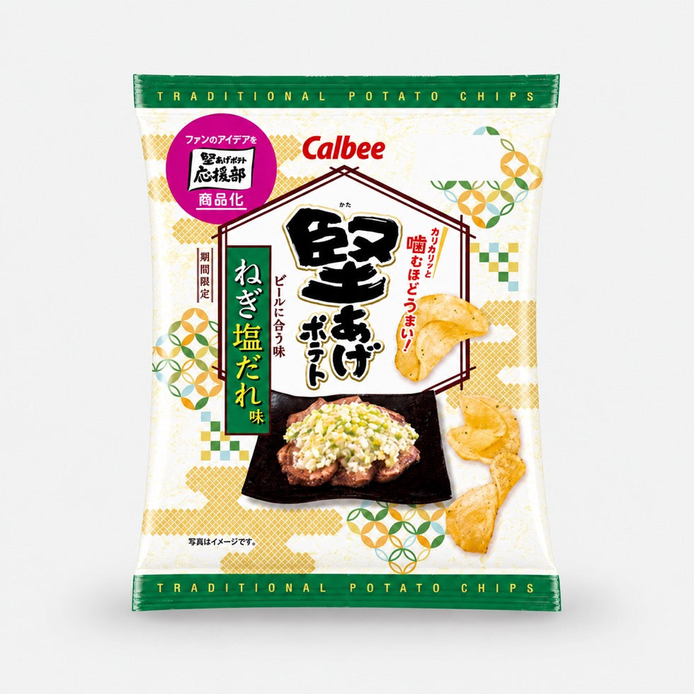 Calbee Kata Age Potato Chips Negi Shio Dare 60g bag