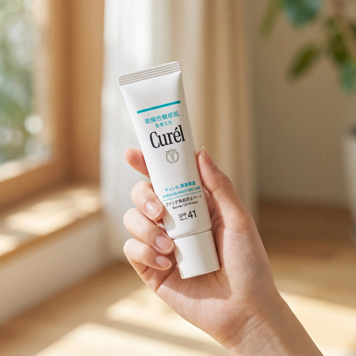 Kao Curél Foundation-Protecting Base SPF41 PA+++ 30g — on hand lifestyle view