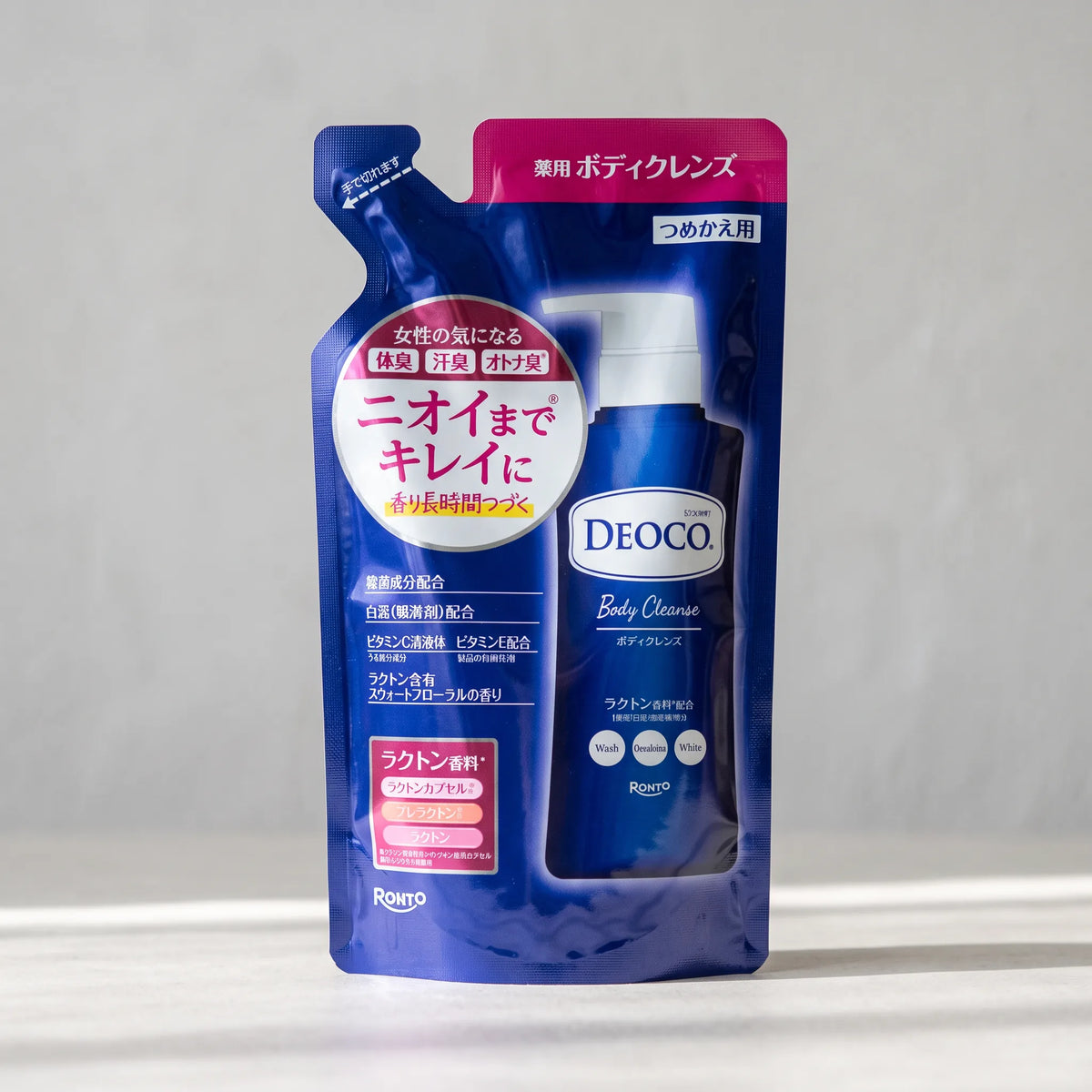 DEOCO Medicated Body Cleanse Refill 250ml — macro lifestyle view