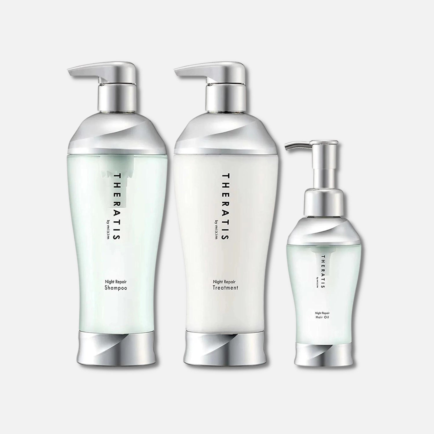 Theratis Night Repair Shampoo, Treatment & Hair Oil Set 435mlx2 + 100ml - Buy Me Japan