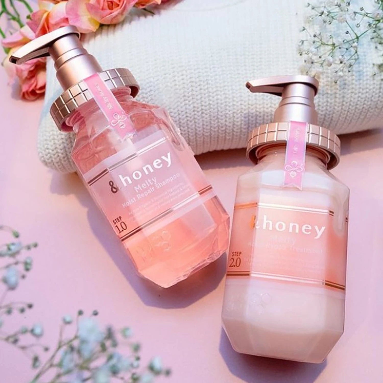& Honey Melty Moist Repair Shampoo, Treatment & Hair Oil Set 440ml Each + 100ml - Buy Me Japan