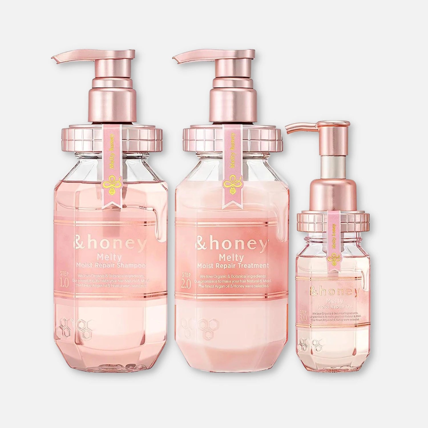 & Honey Melty Moist Repair Shampoo, Treatment & Hair Oil Set 440ml Each + 100ml - Buy Me Japan