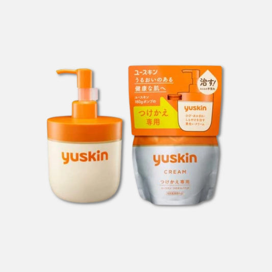 Yuskin Cream Pump + Replacement Cartridge 180g x 2 - Buy Me Japan