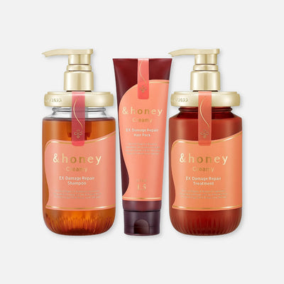& Honey Creamy EX Damage Repair Shampoo, Treatment & Mask Set 440ml Each + 130g - Buy Me Japan