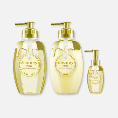 & Honey Pixie Moist Silky Shampoo, Treatment & Hair Oil Set 440ml Each + 100ml - Buy Me Japan
