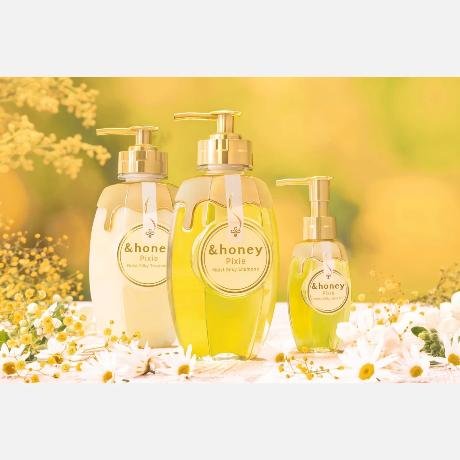 & Honey Pixie Moist Silky Shampoo, Treatment & Hair Oil Set 440ml Each + 100ml - Buy Me Japan