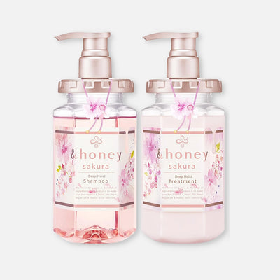 & Honey Sakura Limited Edition Shampoo & Treatment Set 440ml Each - Buy Me Japan