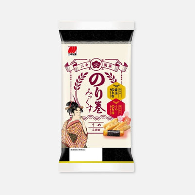 Sanko Seika "Nori Maki Ume" Seaweed Roll Rice Crackers 72g (4 Packs Inside) - Buy Me Japan