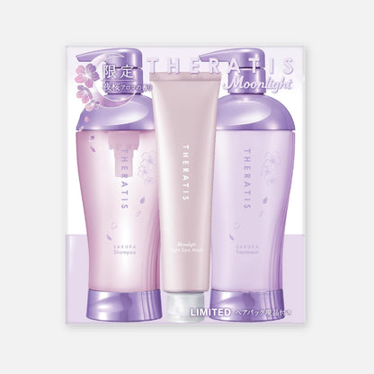 Theratis Moonlight Sleek Limited Sakura Edition Shampoo, Treatment & Hair Mask Set (435mlx2 + 130g) - Buy Me Japan
