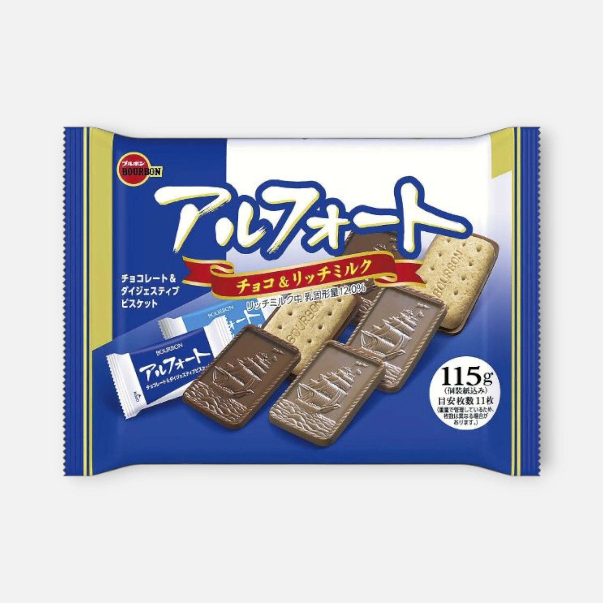 Bourbon Alfort Rich Milk Chocolate & Cookies 115g