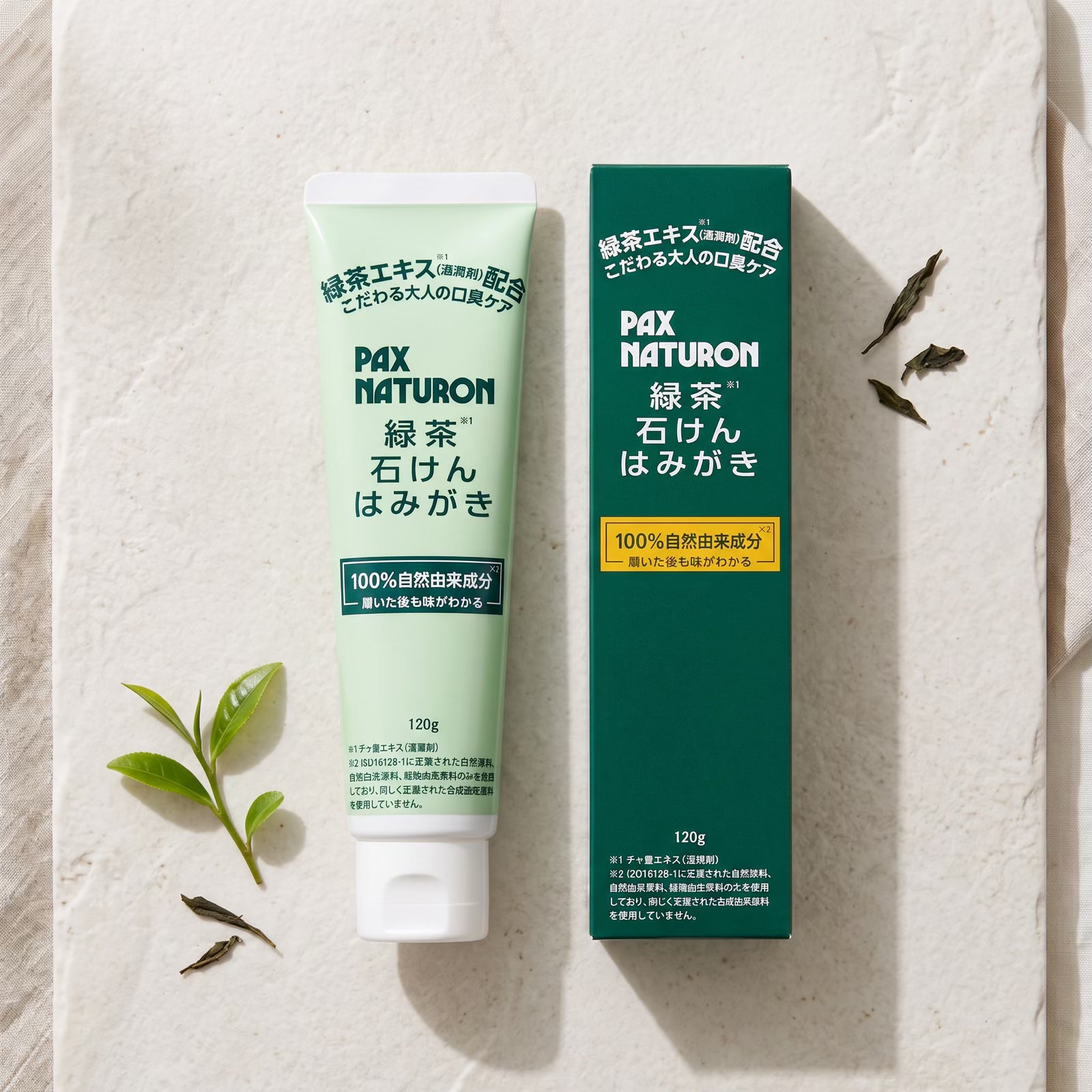 Pax Naturon Green Tea Soap Toothpaste 120g — Top-angle view