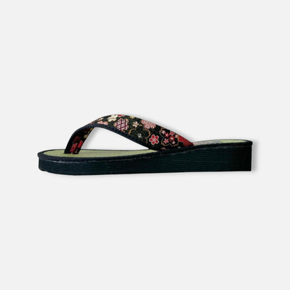 Japanese Pattern Tatami Style Women's Saldal (3590 Black)