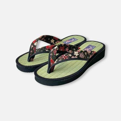 Japanese Pattern Tatami Style Women's Saldal (3590 Black)