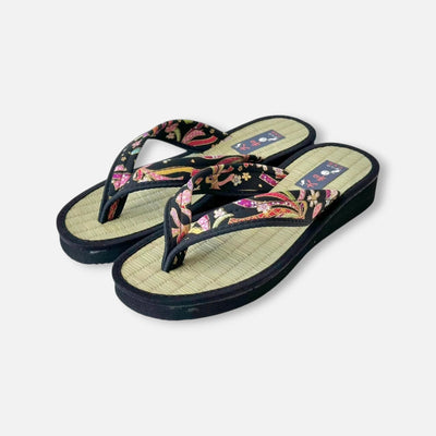 Japanese Pattern Tatami Style Women's Saldal (3805 Black)