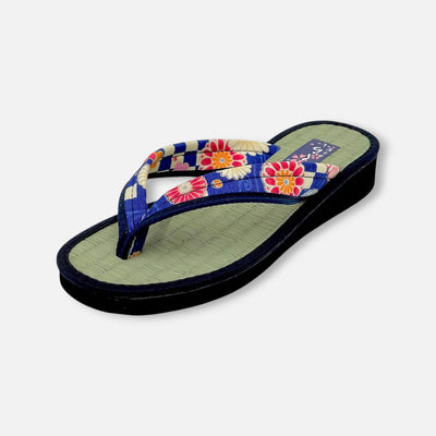 Japanese Pattern Tatami Style Women's Saldal (3806 Blue)