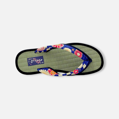Japanese Pattern Tatami Style Women's Saldal (3806 Blue)