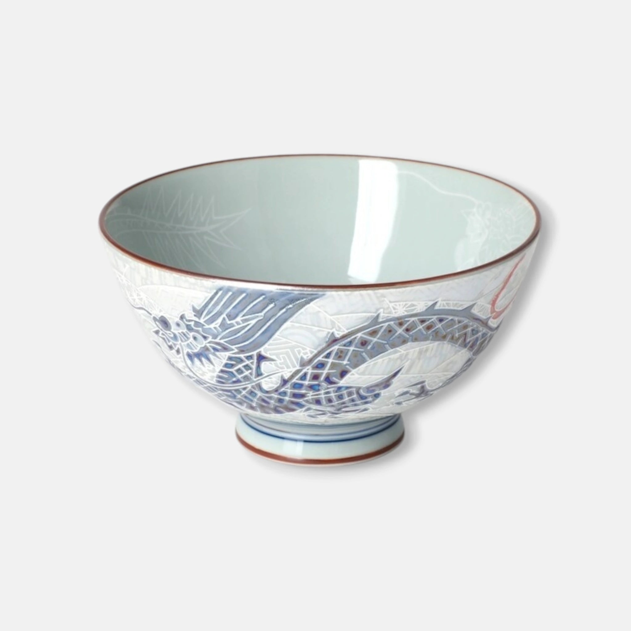 Nitori (Mino Ware) Japanese Ceramic Rice Bowl (Shiny Dragon)