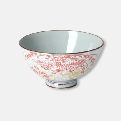 Nitori (Mino Ware) Japanese Ceramic Rice Bowl (Shiny Phoenix)