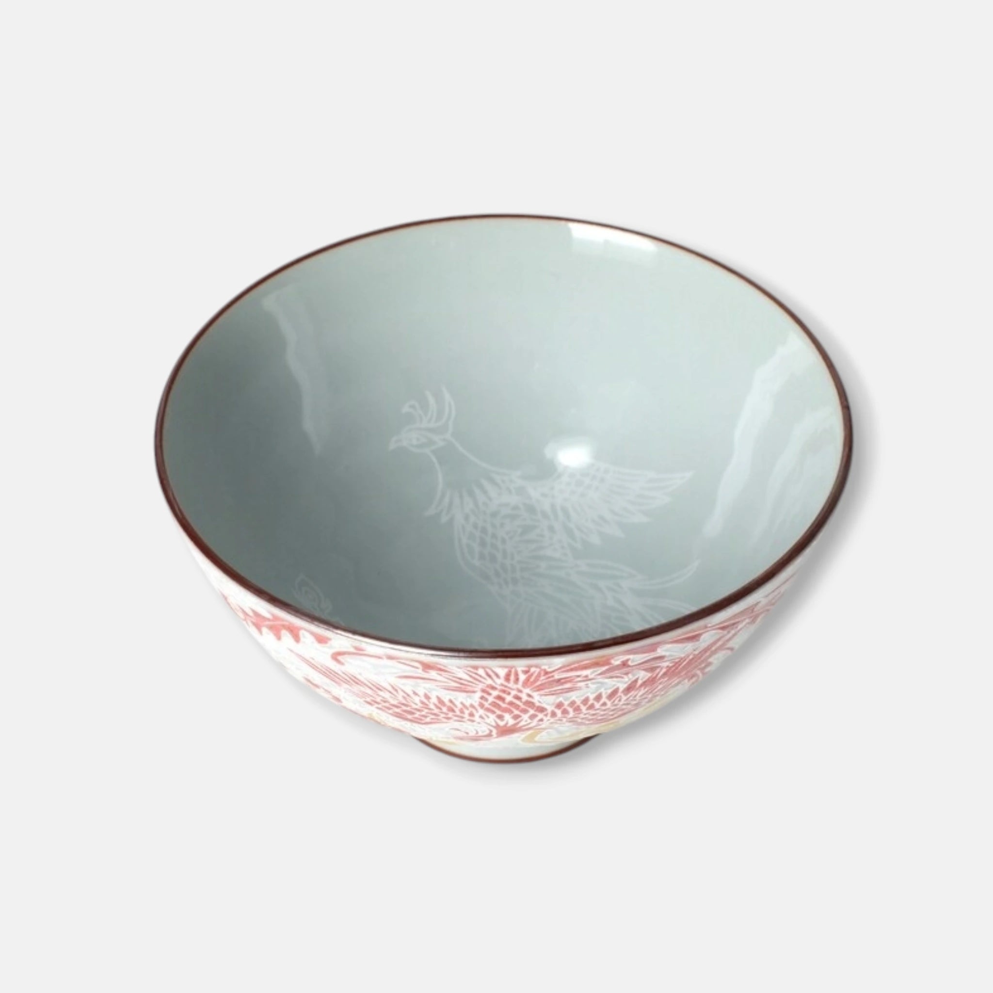 Nitori (Mino Ware) Japanese Ceramic Rice Bowl (Shiny Phoenix)