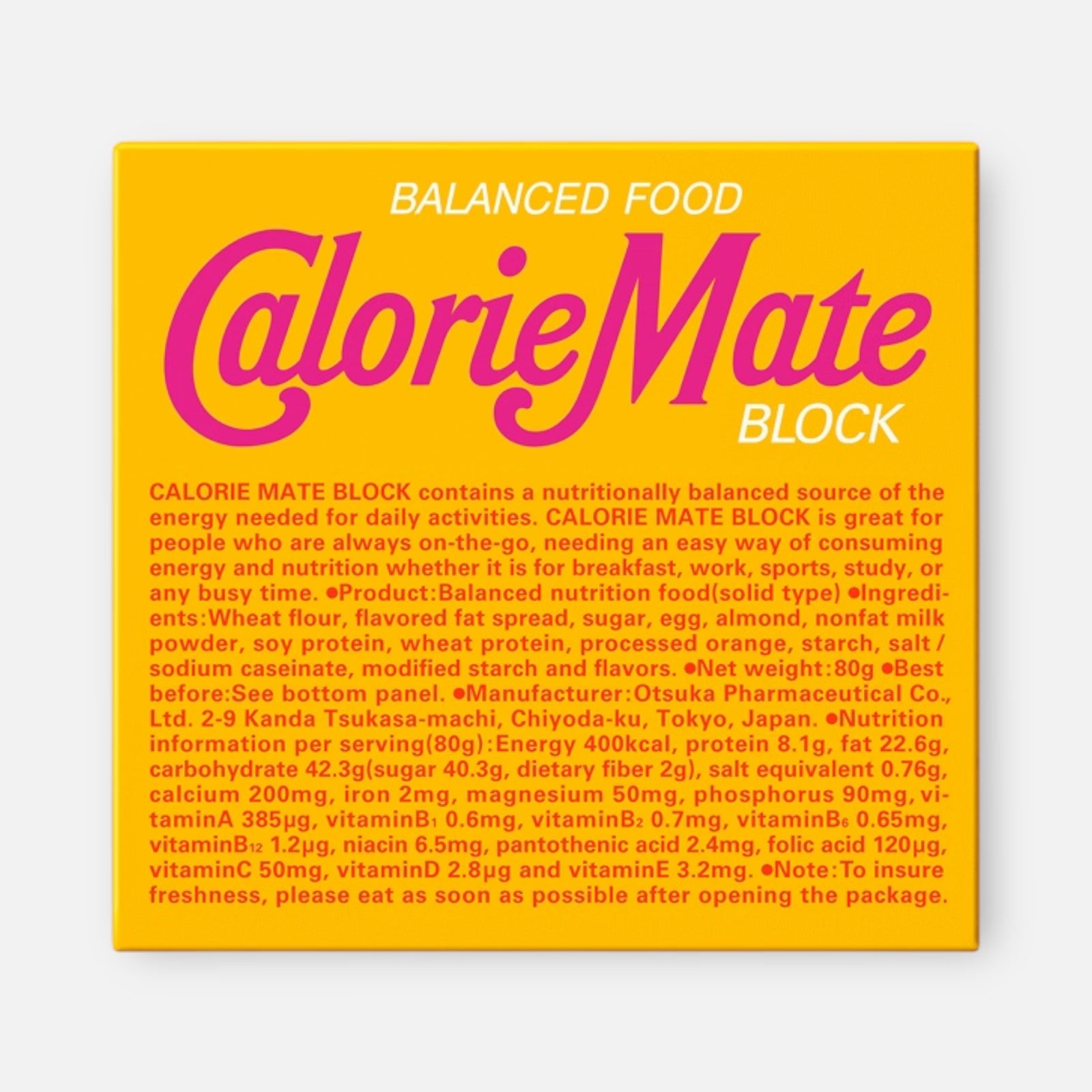 Otsuka Seika Calorie Mate Block 80g (4 bars) (Various Flavors)