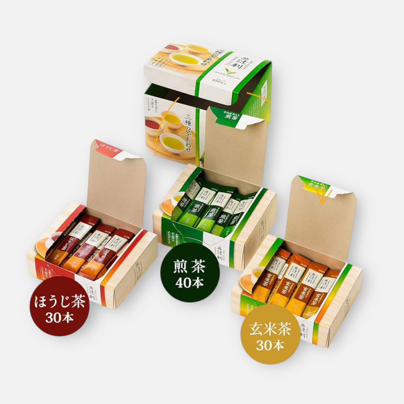 Tsujiri 3 Types of Tea (Sencha/Genmaicha/Houjicha) 0.8g (100 units)